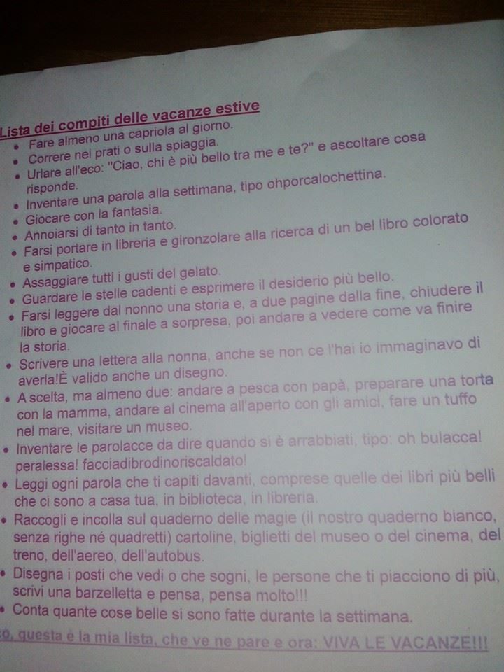 Compiti per le vacanze