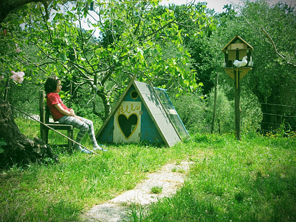 Gemma che contempla gli animali che vivono all'Orto degli Ulivi